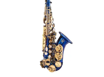 Henlucky Лучший качественный Сопрано-саксофон изогнутый Си-бемоль саксофон музыкальные инструменты лакированный золотой Латунный мундштук Подарок