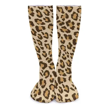 Золотые леопардовые носки, корейские чулки с животным принтом, мягкие уличные носки для девочек, осенние носки против пота с рисунком