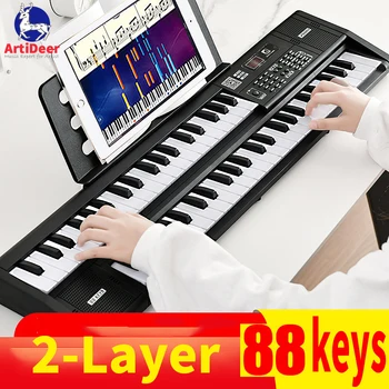 2-Слойная музыкальная клавиатура для фортепиано с 88 клавишами, профессиональные музыкальные инструменты, детский цифровой синтезатор электронных органов для взрослых