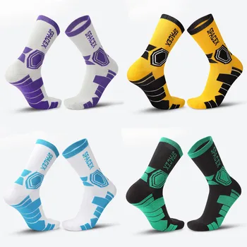Модный дизайн, дышащие спортивные носки, мужские профессиональные футбольные нескользящие баскетбольные носки для бега