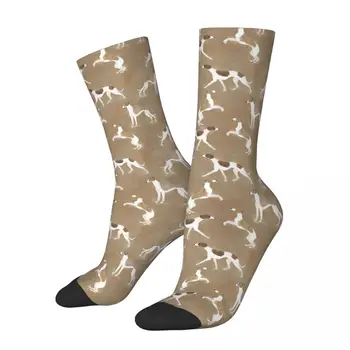 Зимние Теплые красочные мужские и женские носки Happy Whippets, нескользящие носки для скейтборда с борзой собакой Сайтхаундом