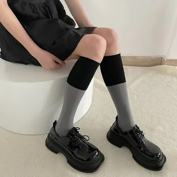 Дышащие женские чулки, подходящие по цвету нейлоновые длинные носки, бархатные тонкие чулки, чулки до колена для девочек, новинка JK в японском стиле