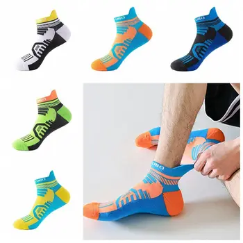 Мужские спортивные носки из профессионального хлопка яркого цвета, дышащие, с дезодорантом, с полотенцем, носки до щиколоток, носки для фитнеса на открытом воздухе