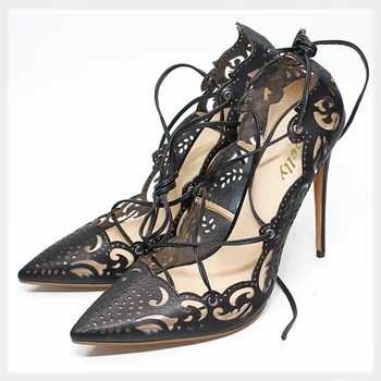 женские туфли-лодочки на серебряном каблуке, сексуальные римские сандалии-гладиаторы с перекрестной шнуровкой на тонком высоком каблуке 12 см 10 см 8 см