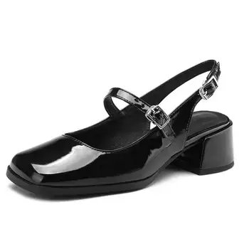 Женские туфли ASILETO Mary Jane с квадратным носком, на блочном каблуке 4,5 см, с ремешком и пряжкой сзади, Элегантные лаконичные женские туфли-лодочки, Большие размеры 44 45 46
