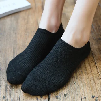 Хлопковые нескользящие Невидимые хлопковые носки No Show, женские тонкие дышащие носки-лодочки с глубоким вырезом, повседневные однотонные женские тапочки-носочки