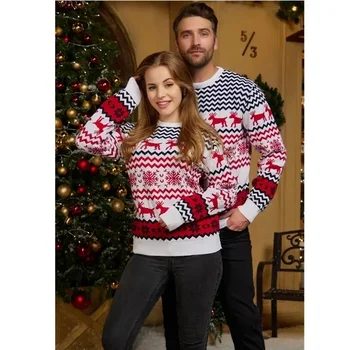 2024 Зимний вязаный женский свитер мужской вязки, свободный пуловер, джемпер, Весенние Новогодние теплые свитера для любителей утолщения, Рождественские свитера