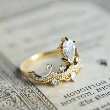 CAOSHI Стильные свадебные украшения, кольца для женщин, блестящий цирконий, Изысканный дизайн короны, Элегантные обручальные кольца, аксессуары