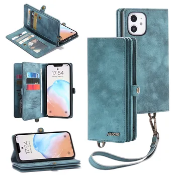 Чехол-бумажник из матовой кожи для iPhone 14 Plus 13 Pro Max 12, роскошная беспроводная зарядка, магнитная подставка для карт, чехол для карт