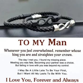 МУЖСКОЙ БРАСЛЕТ TO MY SON - Кожаный браслет Infinity для мужчин, браслет Son To My Man, ювелирные Аксессуары, Рождественский подарок для него