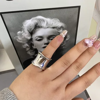 Широкое кольцо с плавным открыванием для женщин, простой дизайн, Корейские Винтажные Стильные украшения из латуни 2023, Новые Предки