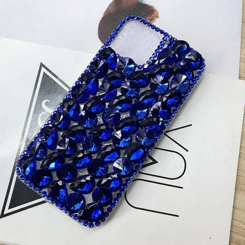 Драгоценный Камень Синий Бриллиантовый Блестящий Чехол Для Телефона iPhone 13 12 11 Pro Max X XR XS 6s 7 8 Plus Корпус Роскошный Горный Хрусталь TPU Чехол Для Женщин