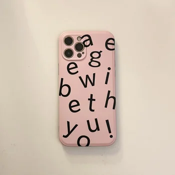 Модный Розовый Чехол с Английскими Буквами для iPhone 13 Pro Max Задняя Крышка Телефона для 12 11 Pro Max X XS XR 8 7 Plus SE 2020 Capa