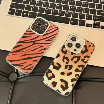 Роскошный блестящий чехол для телефона с рисунком тигра, Зебры и леопарда для iPhone 15 14 13 12 Pro Max, жесткая задняя крышка для девочки