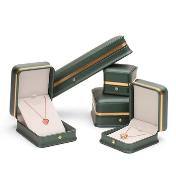 Оригинальный дизайн, высококачественная шкатулка для ювелирных изделий из искусственной кожи, изысканная зеленая шкатулка для ювелирных изделий, кольцо, ожерелье, браслет, подарочная упаковочная коробка