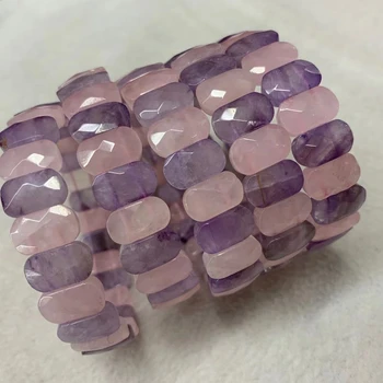 браслет из бусин аметиста и розового кварца с натуральными драгоценными камнями, ювелирный браслет для женщин в подарок оптом!