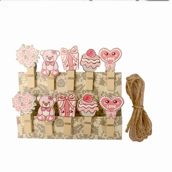 10 шт./лот, набор зажимов из натурального вишневого дерева Romantic Pink Bear Mini, Деревянные скрепки для бумаги, Прищепки для фотографий, канцелярские принадлежности