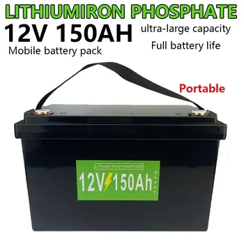 Аккумулятор LiFePO4 12V 100AH 150AH Встроенный литий-железо-фосфатный элемент BMS для хранения солнечной энергии в гольф-каре на открытом воздухе в кемпинге