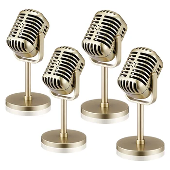 4 шт.; Модель реквизита для микрофона в стиле ретро; Винтажный микрофон; Антикварный микрофон; игрушечный микрофон; сценический столик